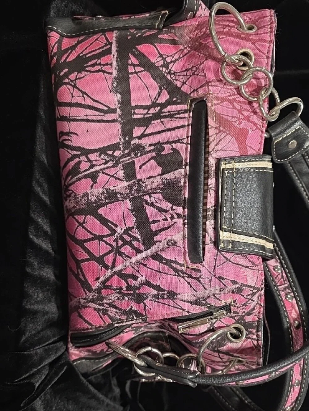 Embellished Pink Camo Western-Style Concealed Carry Handbag and Wallet Set